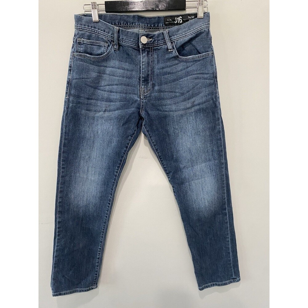 Armani Exchange J16 Men's Straight Jeans Indigo Blue 32x29 Stretch Denim Zip Fly